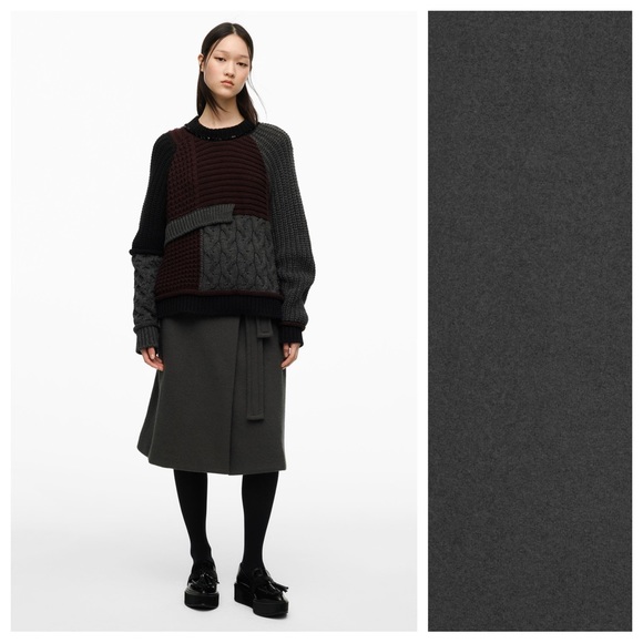 NWT. Zara Gray Limited Edition 100% wool High-Waisted Midi Skirt. Size S. - Picture 5 of 12